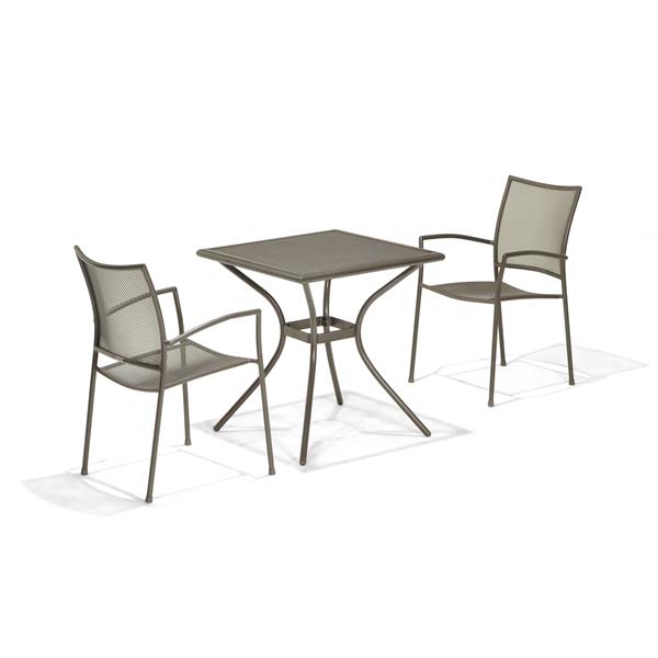 3 Pc Outdoor Patio Bistro Furniture Set Steel Mesh Frame Bistro Square Table New