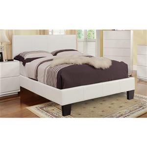 Worldwide Home Furnishings White 80.50-in X 57.25-in Faux Leather Platform Bed