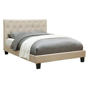 Lit 2 places de style plateforme, blanc cassé
