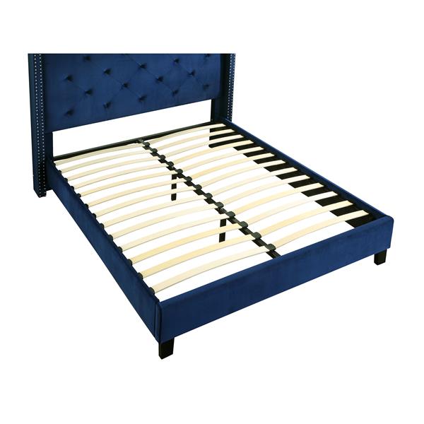 Worldwide Home Furnishings Nailhead Detail in Blue 86-in x 67.25-in Queen Platform Bed