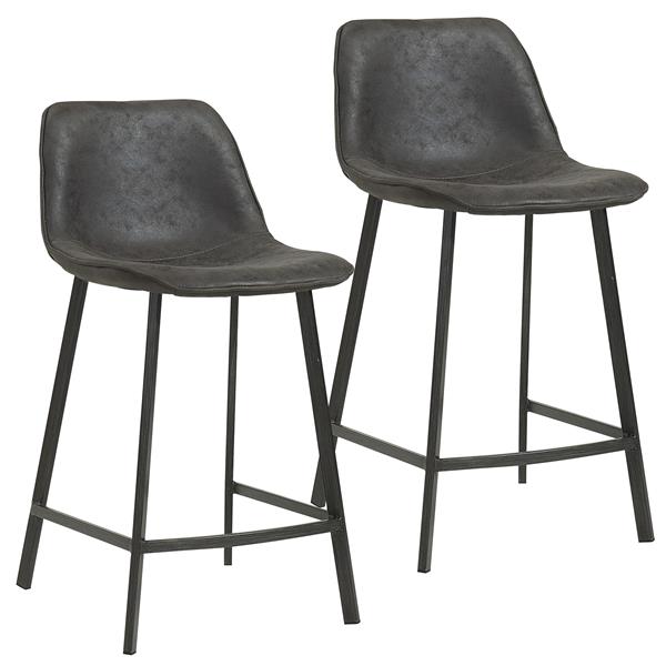 Worldwide Home Furnishings Vintage Grey Faux Suede Metal Counter Stool (Set of 2)