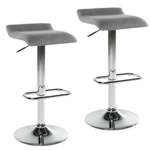 Tabouret de bar réglable en tissu, 2 mcx, gris