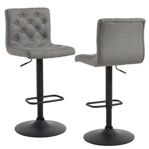 Worldwide Home Furnishings WHi Grey Adjustable Button-Tufted Fabric Stool (Set of 2)