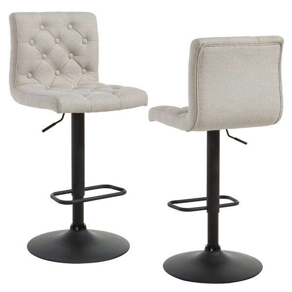 Worldwide Home Furnishings WHi Beige Adjustable Button-Tufted Fabric Stool (Set of 2)
