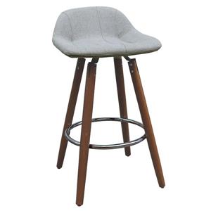 Low Back Fabric Counter Stool - Set of 2 - Grey/Walnut Legs