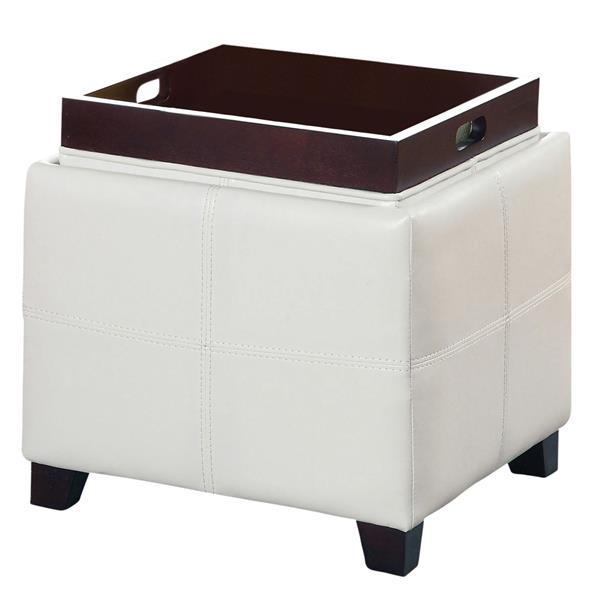 white ottoman with tray