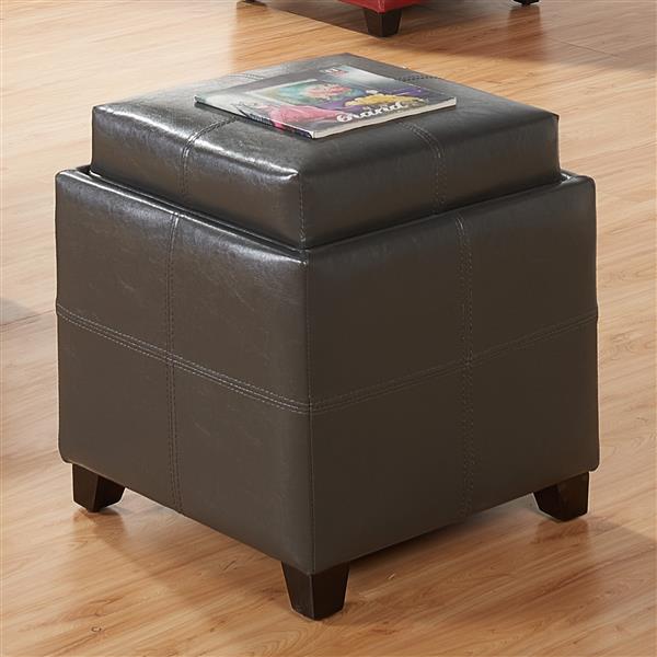 Worldwide Home Furnishings Storage Cube Grey  with Reversible Tray