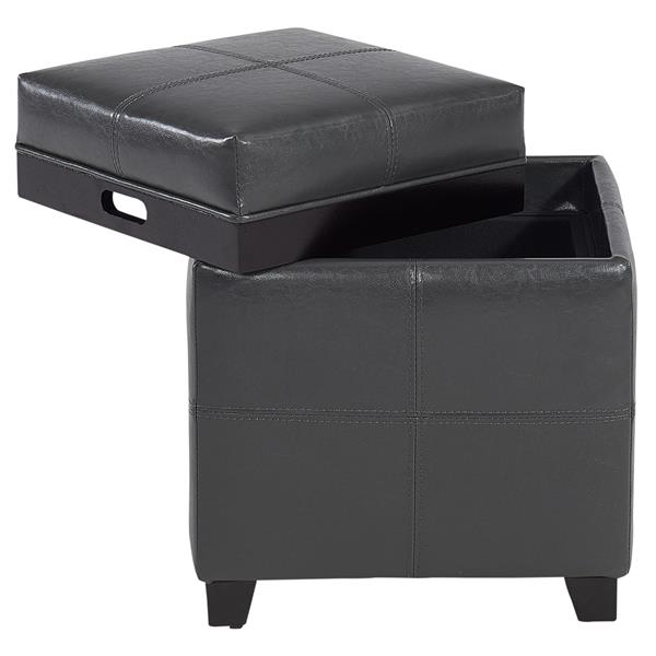 Worldwide Home Furnishings Storage Cube Grey  with Reversible Tray