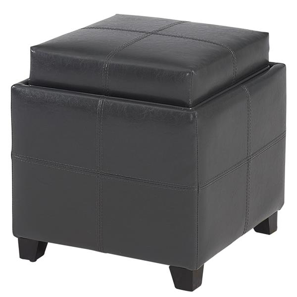 Worldwide Home Furnishings Storage Cube Grey  with Reversible Tray