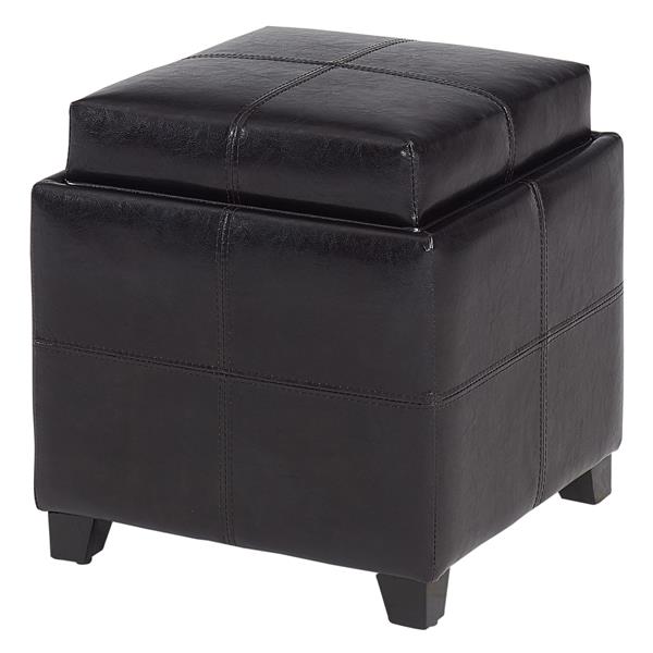 Furnishings Storage Cube Brown, Brown Leather Cube Storage Ottoman With Tray