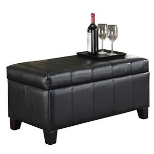Worldwide Home Furnishings Black Faux Leather Storage Ottoman