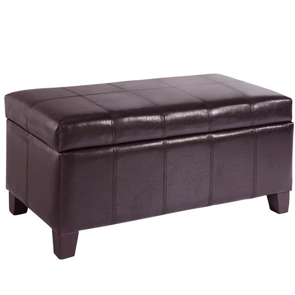 Worldwide Home Furnishings Brown Faux, Faux Leather Ottoman Brown