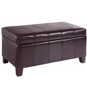 Worldwide Home Furnishings Brown Faux Leather Storage Ottoman
