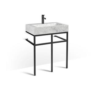 Unik Stone Black Steel Vanity with Stone Sink - Ice Marble - 30-in