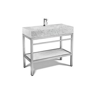 Unik Stone Stainless Steel Vanity with Stone Sink - Ice Marble - 36-in