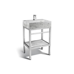 Meuble-lavabo Unik Stone en acier inoxydable avec lavabo en marbre gris, 24 po