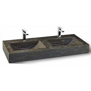 Unik Stone Stainless Steel Vanity with Double Sink - Limestone - 48-in