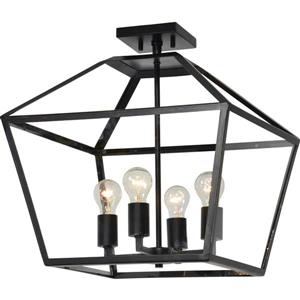 Fallon & Rose Aster Black 4 Light Flush-Mount Ceiling Light