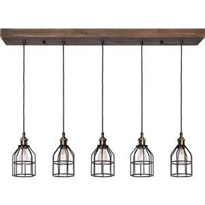 Fallon And Rose Roseneath Wood And Steel 5-Light Pendant Light