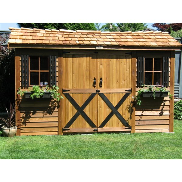 Cedarshed LongHouse 16-ft x 8-ft Cedar Storage Shed 2-Door and 2-Window