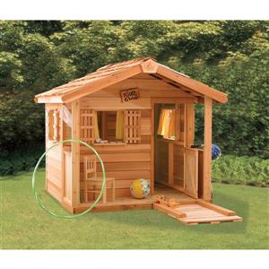 Remise de jardin PlayHouse demi-porte et 3 ouvertures de fenêtres cèdre rouge 6 pi x 6 pi