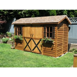 Cedarshed LongHouse 12-ft x 8-ft Red Cedar Storage Shed Double Door and 2 Window