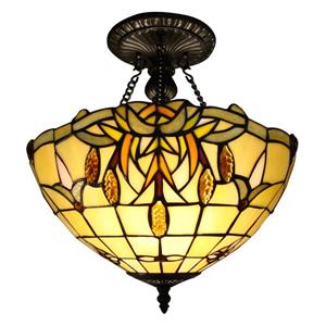 Tiffany Semi-Flush Mount Ceiling Lamp - 14.5