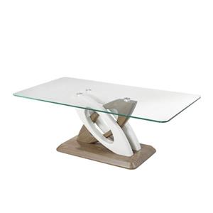 Brassex Donatello 26-in x 26-in x 17.6-in Faux Wood And Tempered Glass Rectangular Coffee Table