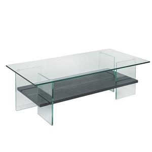 Brassex 23.6-in x 23.6-in x 16-in Grey Coffee Table With Glass Top