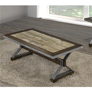 Brassex Venetian 24-in x 24-in x 19-in With Slanted Legs and Walnut Finish Rectangular Coffee Table