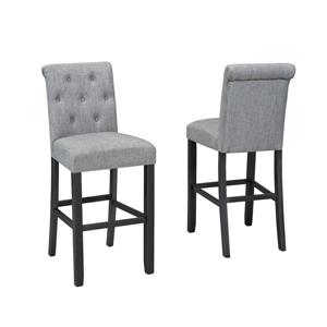 Brassex Tinga Tufted Grey Stools (Set of 2)