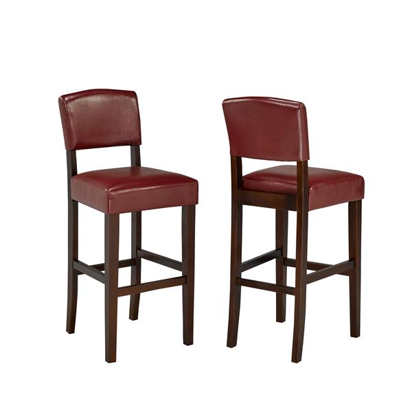 Bras Red Faux Leather Bar Stool Set, Red Faux Leather Bar Stools