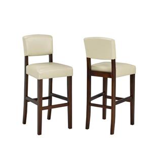 Brassex Cream Faux Leather Bar Stool (Set of 2)
