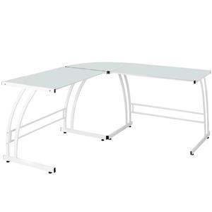 Lumisource Gamma 40-in x 70-in x 30-in White and Glass Computer Desk