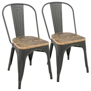 Lumisource Oregon 17.25-in x 32.25-in Gray Dining Chair (Set of 2)