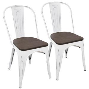 Lumisource Oregon 17.25-in x 32.25-in White Dining Chair (Set of 2)