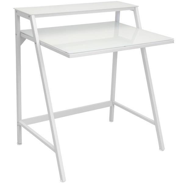 Lumisource 29 75 In X 31 In White Metal 2 Tier Computer Desk Rona