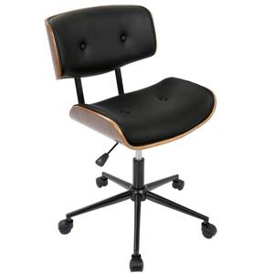 Chaise de bureau Lombardi de Lumisource, 18,25 po x 21,75 po, similicuir noir