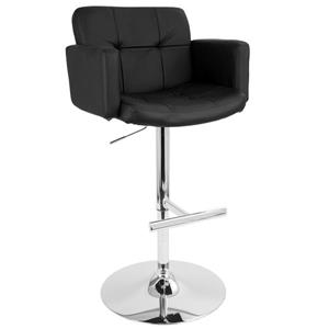 Lumisource Stout Bar Stool Faux Black Leather 23-in x 24-in x 24-in Bar Stool