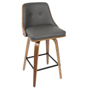 Lumisource Gianna 20-in x 18.5-in x 26-in Faux Leather Grey Barstool