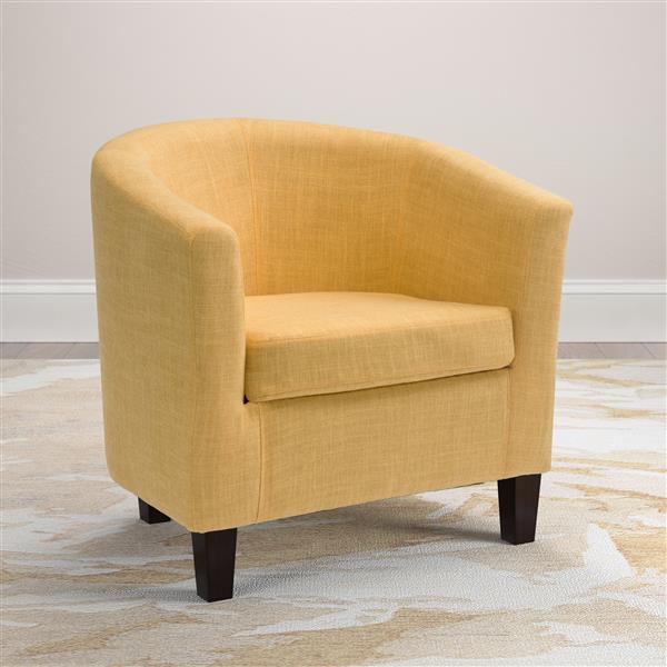 yellow fabric tub chair