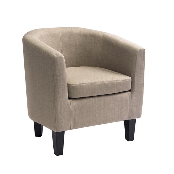 beige fabric tub chair