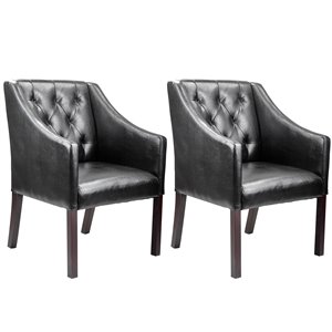 CorLiving Antonio Bonded Black Leather Accent Club Chair (Set of 2)