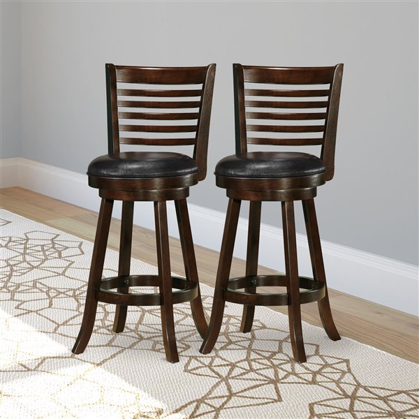 Brown leather deals swivel counter stools