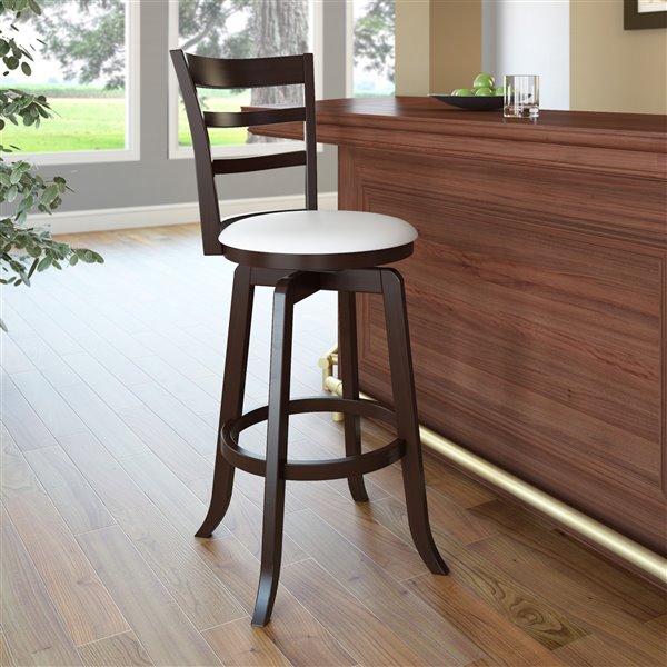 CorLiving Bar Height Barstool - White Leatherette Seat