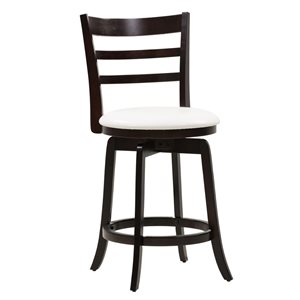 CorLiving Counter Height (24-in) Swivel Wood & Faux Leather Barstool - White