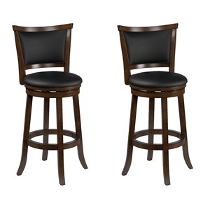 CorLiving Brown and Black Leather Seats Swivel Bar Stool (Set of 2)