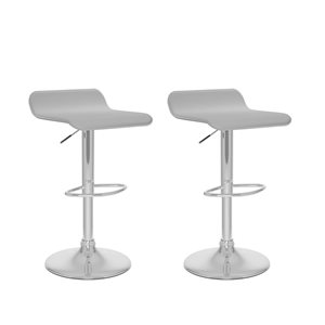 CorLiving Adjustable (23in - 31in) Faux Leather Metal Barstools (Set of 2)-White