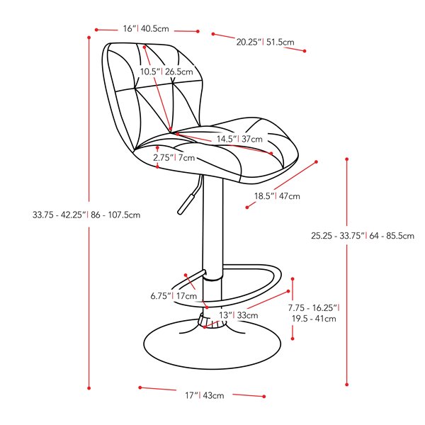 CorLiving Red Triangle Tufted Bonded Leather Adjustable Bar Stool (Set of 2)