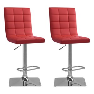 Tabourets ajustables en cuir lié CorLiving, rouge, 2 mcx